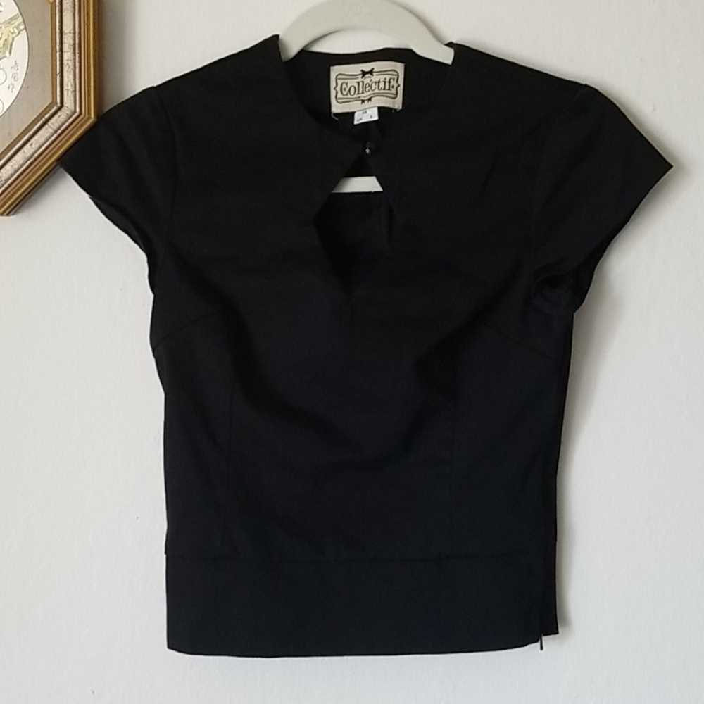 Collectif Black Diamond Cut Out Pinup Retro Top